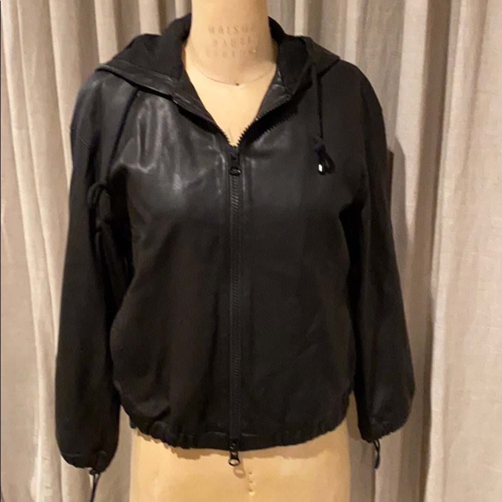 Vince supple leather jacket with hood.